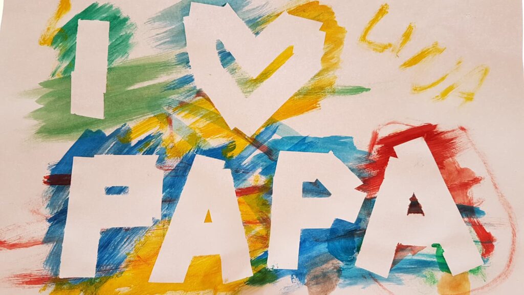 DIY Leinwand Geschenk für Papa mit Kindern
